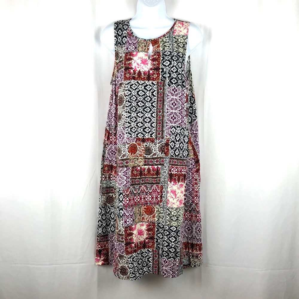 J.Jill rayon sleeveless shift dress pockets S